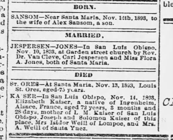 Louis st ores death 1893